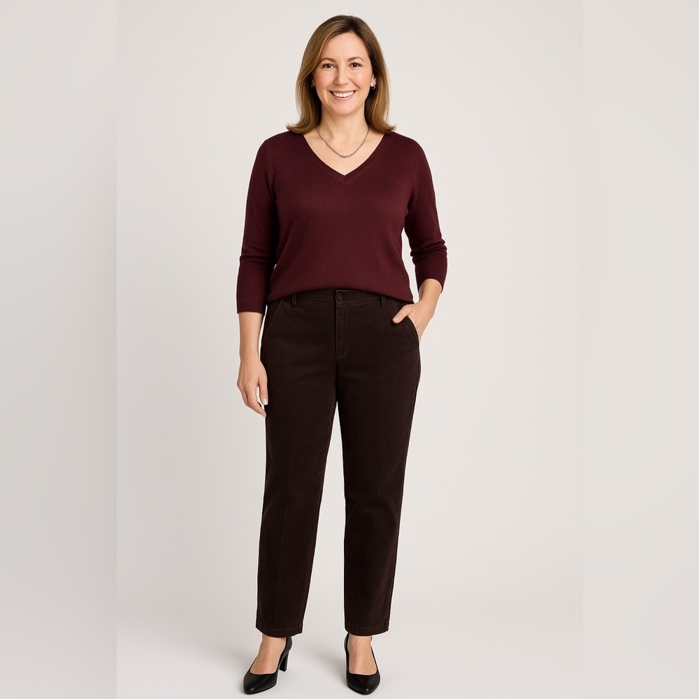 Liz Claiborne Audra soft vintage women’s cotton/spandex blend brown pants. P12R
